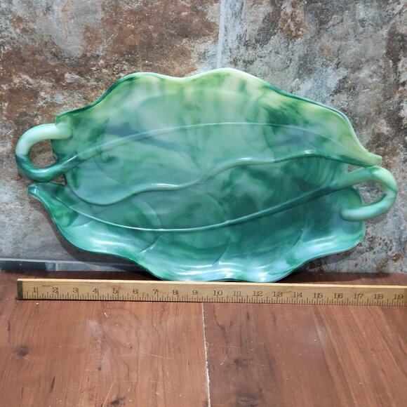 Vintage Serving Tray Platter A Lucky Wish Green Plastic Swirl - Picture 5 of 13